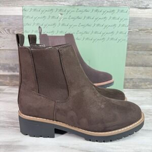 Kensie Women's Kayla Chelsea Faux Suede Boot Ankle Bootie Brown Size 6.5 M NEW